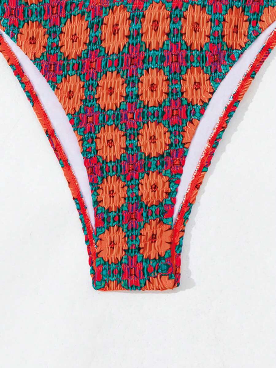 Biquíni Floral Halter Com Amarração