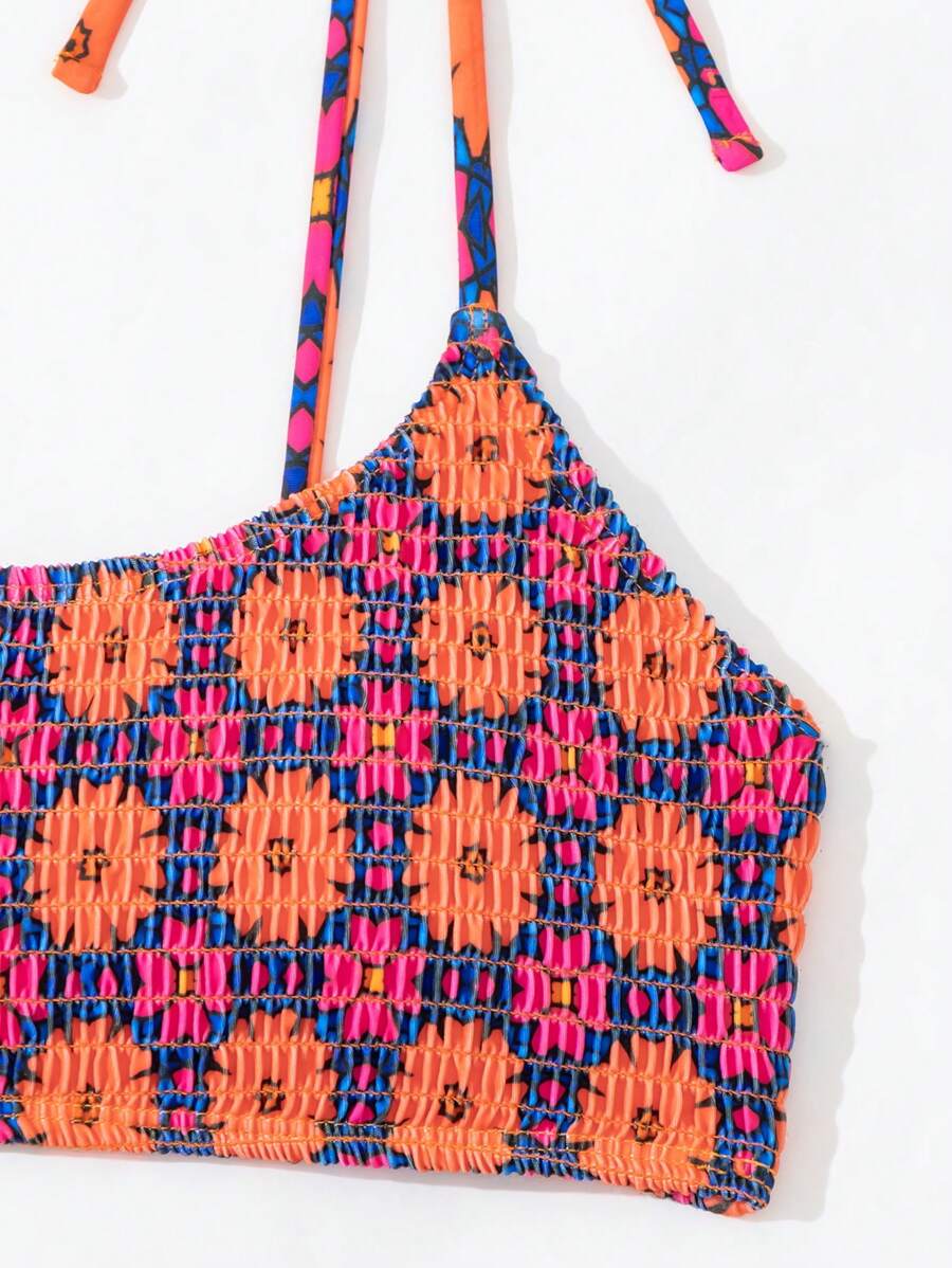 Biquíni Floral Halter Com Amarração