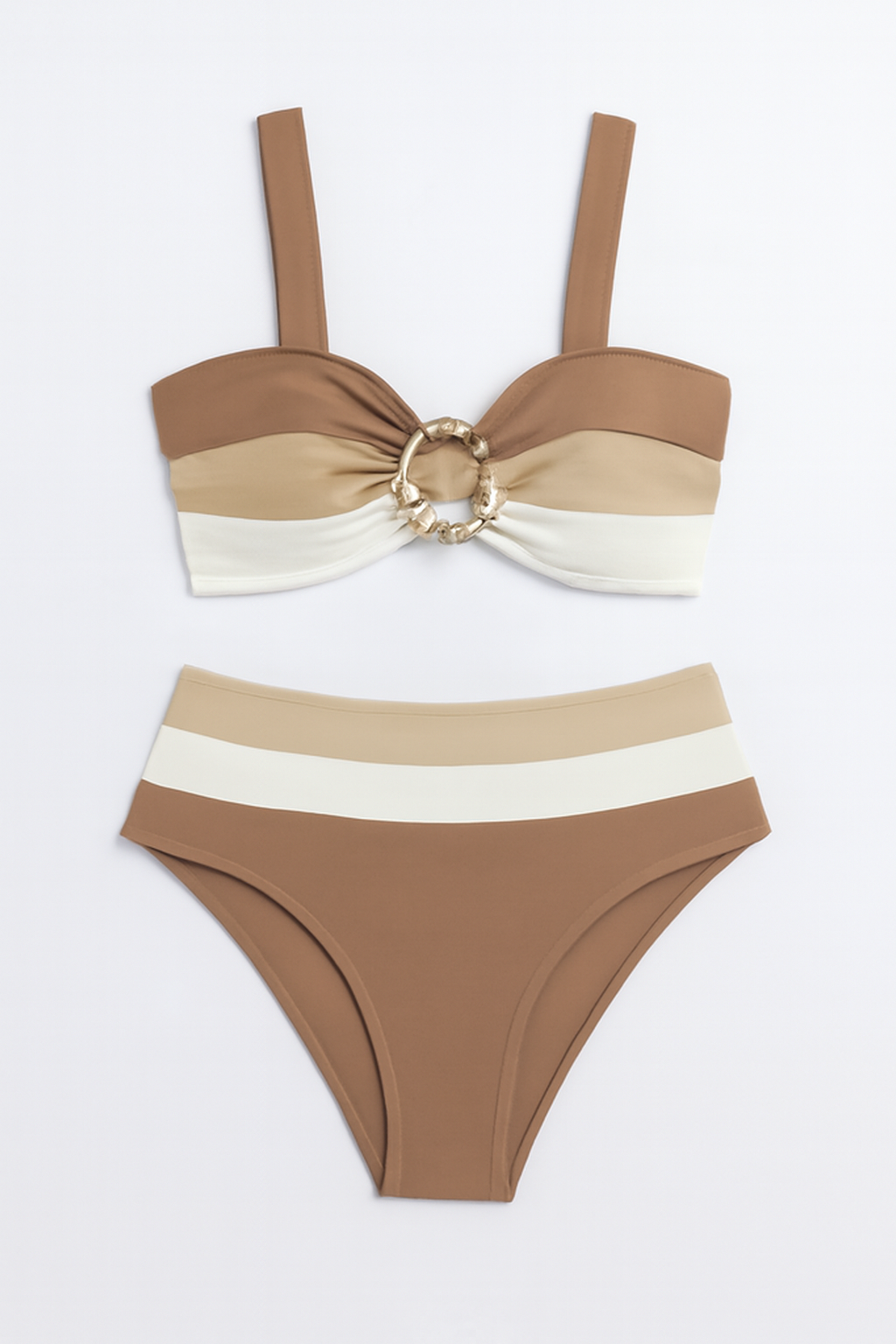 Biquíni Cintura Alta Alça Grossa Três Cores