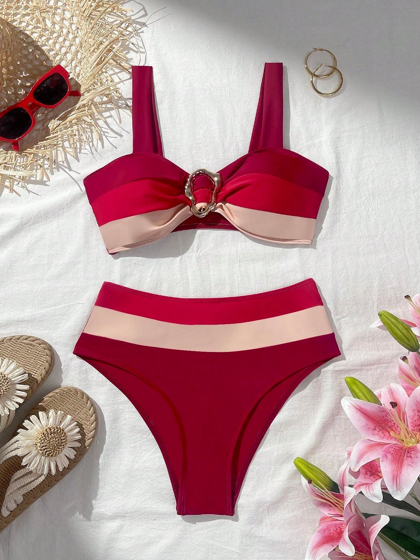 Biquíni Cintura Alta Alça Grossa Três Cores