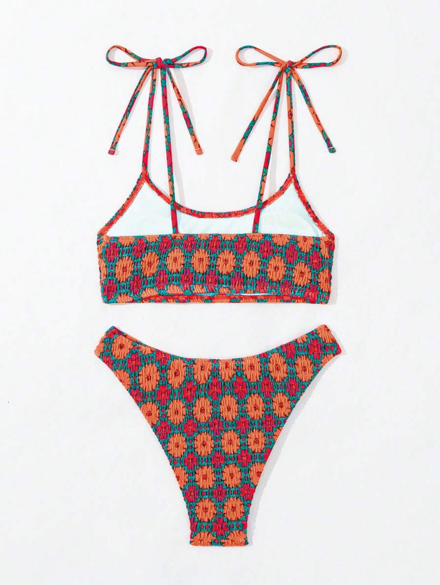 Biquíni Floral Halter Com Amarração