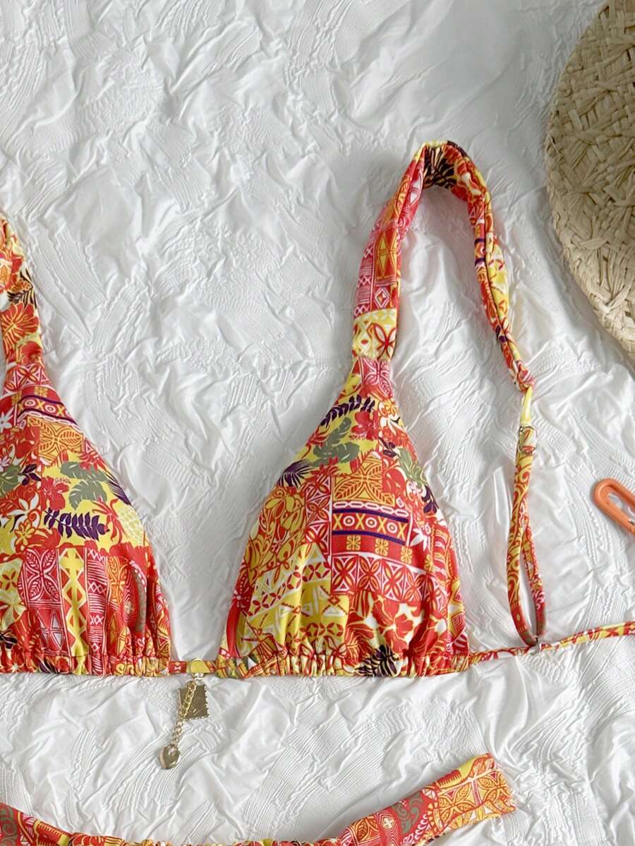 Biquíni Estampa Tropical Com Amarração