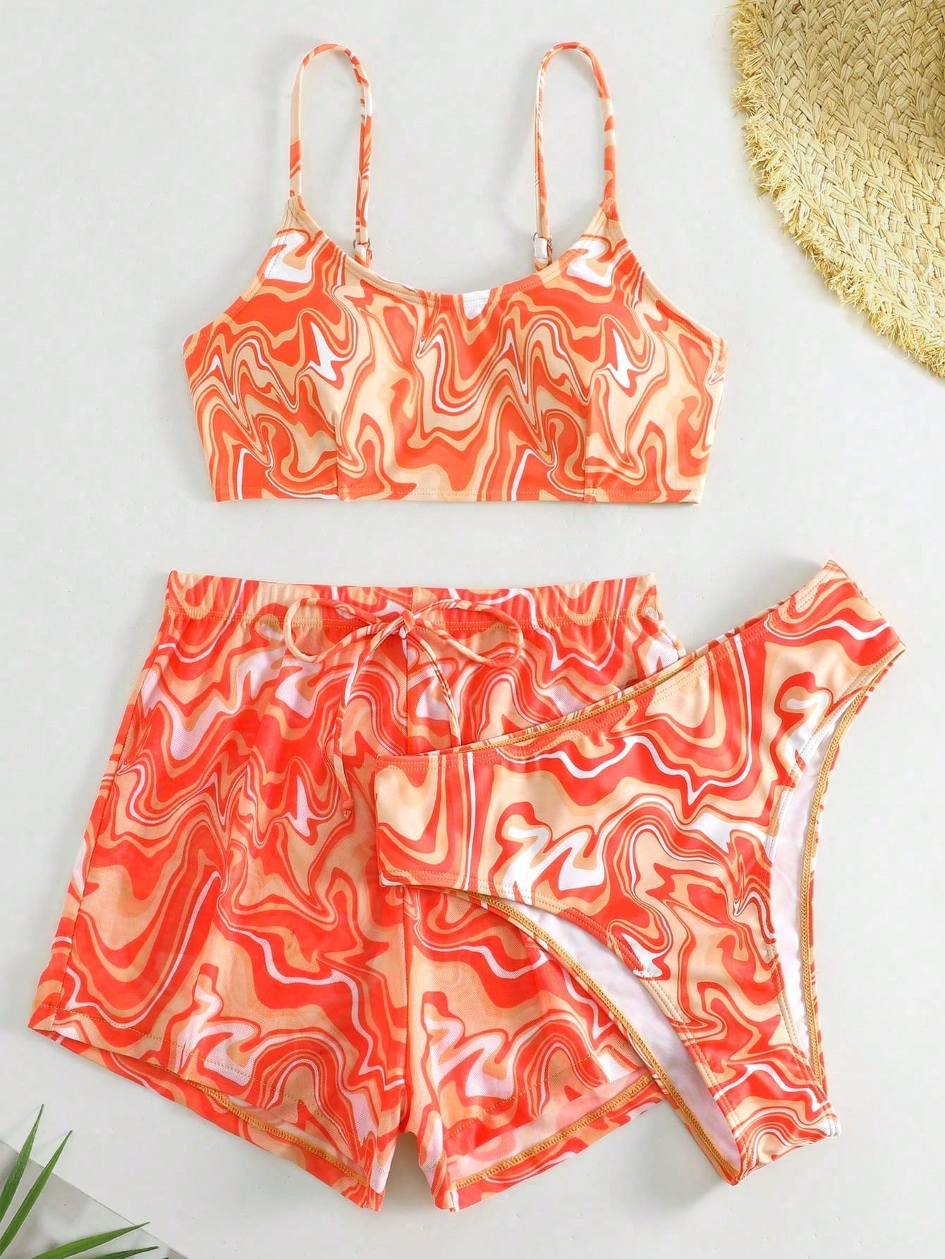 Biquíni Top com Bojo Alta Sustentação + Short Saída de Praia