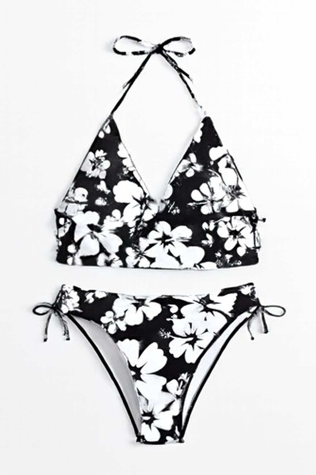 Biquíni Floral Halter Com Laços
