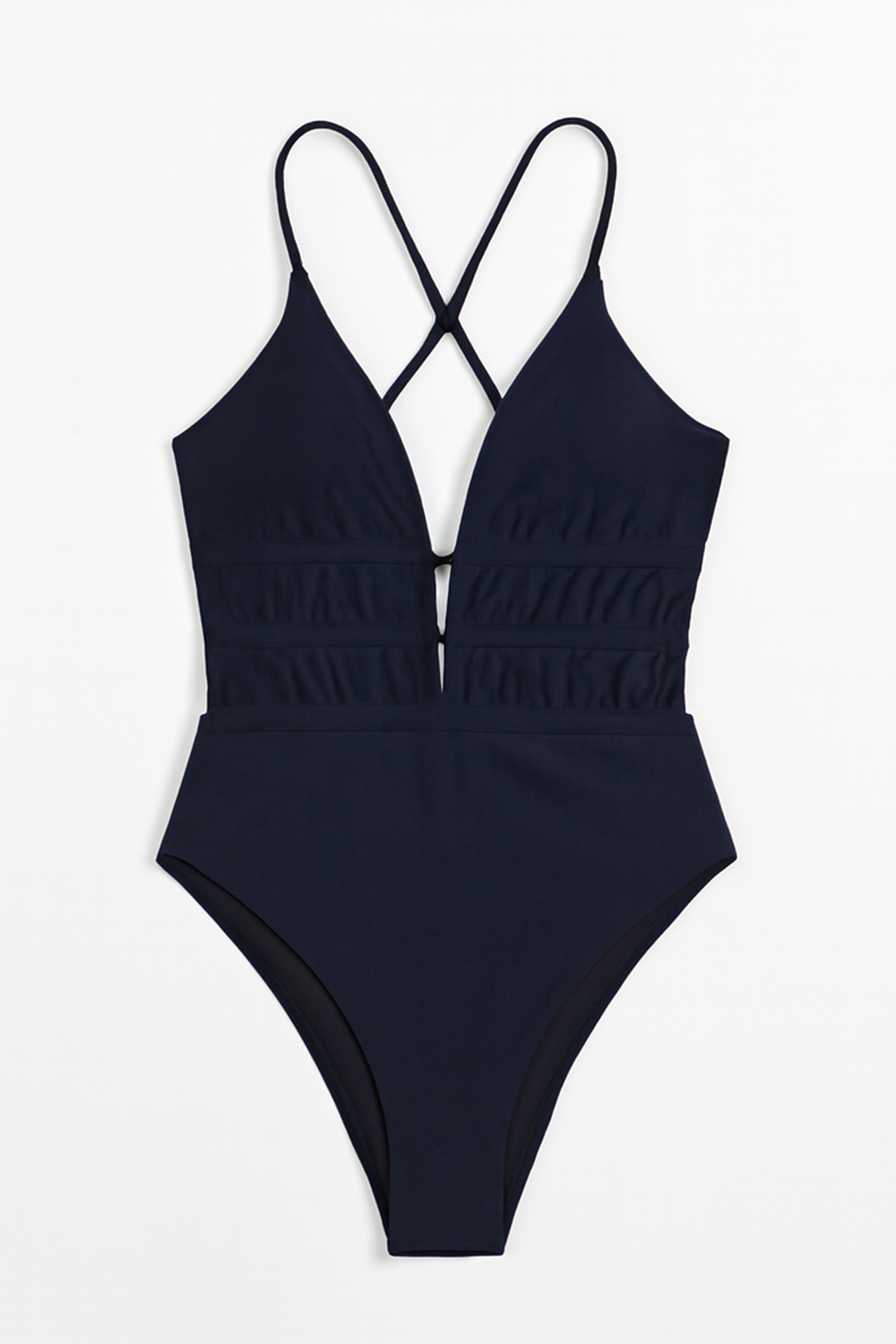 Maiô Feminino Decote Profundo Alças Finas Costas Cruzada