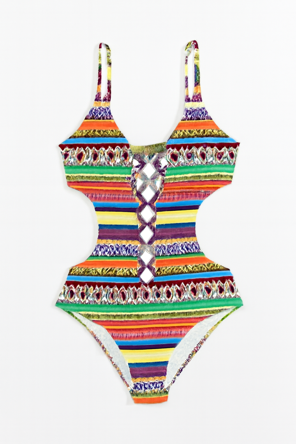 Maiô Listrado Com Recortes Geométricos